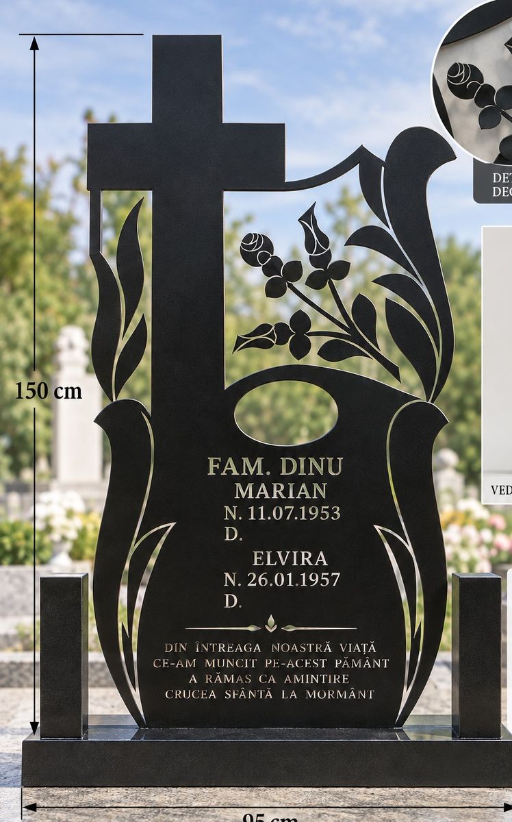 Monument funerar metalic — Monumentul înalt cu cruce